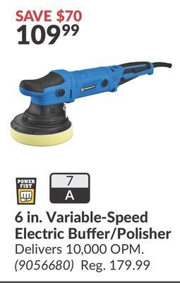 Princess Auto 6 in. variable-speed electric buffer/polisher offer