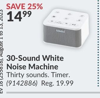 Princess Auto 30-sound white noise machine offer