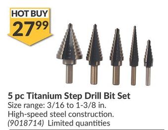 Princess Auto 5 pc titanium step drill bit set offer