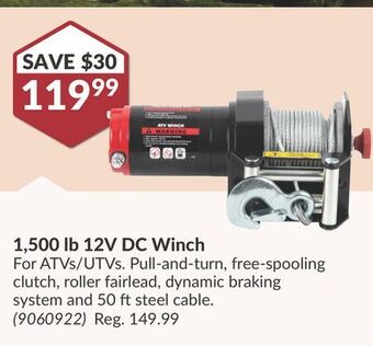 Princess Auto 1,500 lb 12v dc winch offer