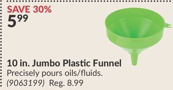 Princess Auto 10 in. jumbo plastic funnel offer