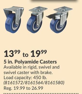 Princess Auto 5 in. polyamide casters offer