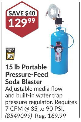 Princess Auto 15 lb portable pressure-feed soda blaster offer