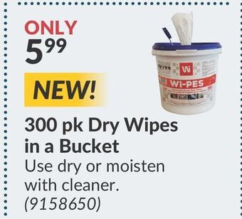 Princess Auto 300 pk dry wipes in a bucket offer