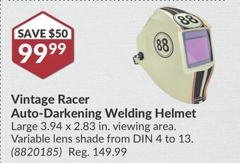Princess Auto Vintage racer auto-darkening welding helmet offer