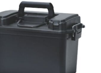 Princess Auto .50-cal black ammo box with tray offer