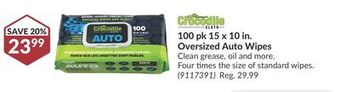 Princess Auto 100 pk 15 x 10 in. oversized auto wipes offer