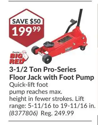 Princess Auto 3-1/2 ton pro-series floor jack with foot pump offer