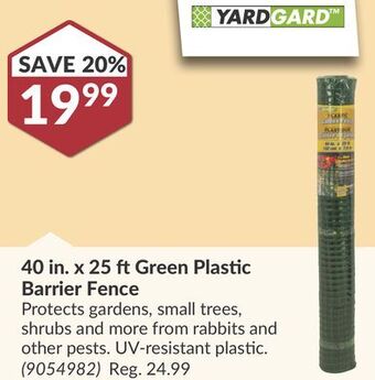 Princess Auto 40 in. x 25 ft green plastic barrier fence offer