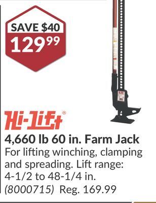 Princess Auto 60 in. farm jack offer