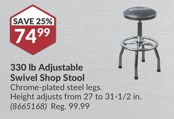 Princess Auto 330 lb adjustable swivel shop stool offer
