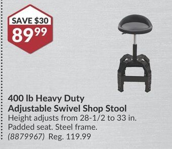 Princess Auto 400 lb heavy duty adjustable swivel shop stool offer
