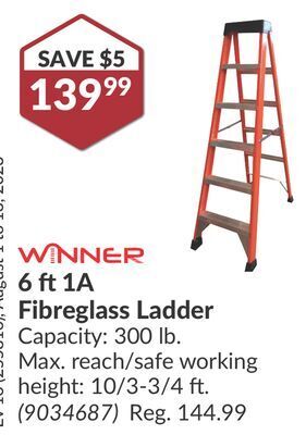 Princess Auto 6 ft 1a fibreglass ladder offer