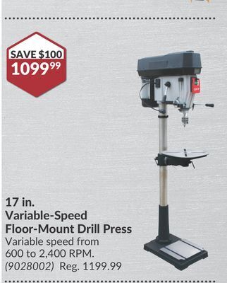 Princess Auto 17 in. variable-speed floor-mount drill press offer