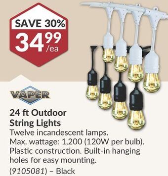Princess Auto 24 ft outdoor string lights offer