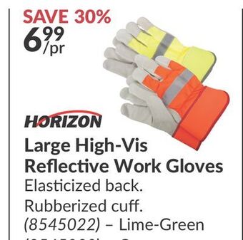 Princess Auto Large high-vis reflective work gloves offer