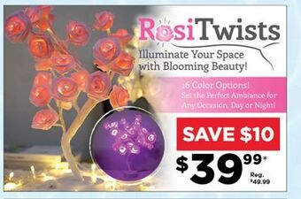 Showcase Rositwists decorative led tabletop rose tree lamp offer