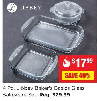 Kitchen Stuff Plus 4 pc. libbey baker's basics glass bakeware set offer