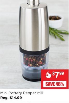 Kitchen Stuff Plus Mini battery pepper mill offer