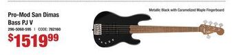 Long & McQuade Charvel guitars pro-mod san dimas bass pj v, caramelized maple fingerboard - metallic black offer