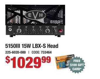 Long & McQuade Evh 5150iii 15w lbx-s head - black offer