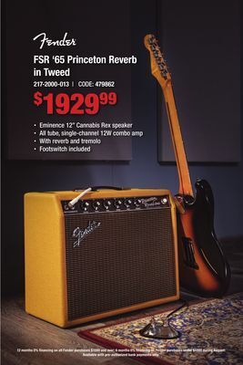Long & McQuade Fender fsr 65 princeton rev tweed w/12'' cannabis rex speaker offer