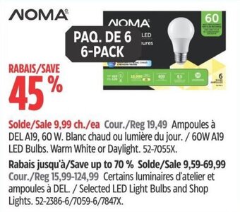 Canadian Tire 60W A19 LED Bulbs. Warm White or Daylight. offer
