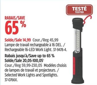Canadian Tire Rechargeable 16-LED Work Light. offer