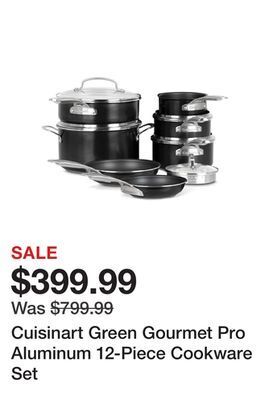 TSC Stores Cuisinart green gourmet pro aluminum 12-piece cookware set offer