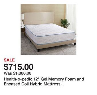 TSC Stores Health-o-pedic 12 gel memory foam and encased coil hybrid mattress with aerovent offer
