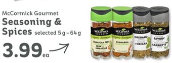 IGA McCormick Gourmet Seasoning & Spices selected 5g-64g offer