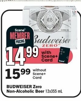 IGA BUDWEISER Zero Non-Alcoholic Beer 12x355 mL offer