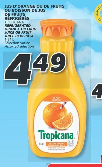 IGA JUS D'ORANGE OU DE FRUITS OU BOISSON DE JUS DE FRUITS RÉFRIGÉRÉS offer