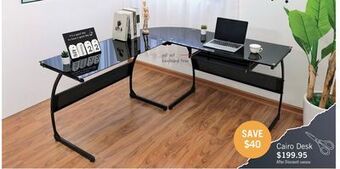 The Brick Cairo l-shape glass desk - black offer