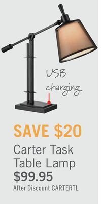 The Brick Carter desk/task lamp with usb port offer