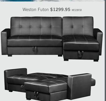 The Brick Weston 2-piece leather-look fabric right-facing futon sectional - black offer
