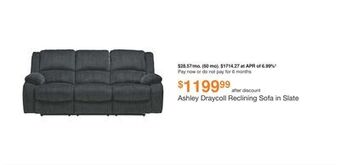 Ashley Furniture Ashley draycoll reclining sofa in slate offer