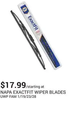 NAPA Auto Parts Exactfit wiper blades offer