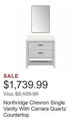 Costco Northridge chevron single vanity with carrara quartz countertop offer
