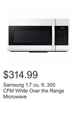 Costco Samsung 1.7 cu. ft. 300 cfm white over the range microwave offer