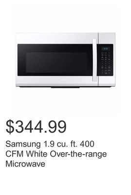 Costco Samsung 1.9 cu. ft. 400 cfm white over-the-range microwave offer