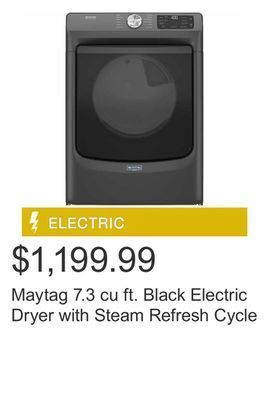 Costco Maytag 7.3 cu ft. black electric dryer with steam refresh cycle offer