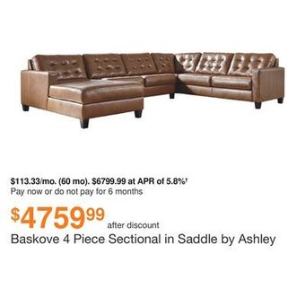 Ashley Furniture Baskove 4 piece sectional in saddle by ashley offer