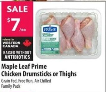Co-op Maple Leaf Prime Chicken Drumsticks or Thighs offer