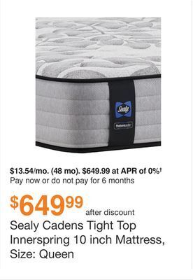 Ashley Furniture Sealy cadens tight top innerspring 10 inch mattress, size: queen offer