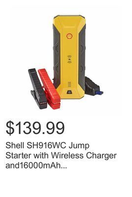Costco Shell sh916wc jump starter with wireless charger and16000mah portable power bank offer