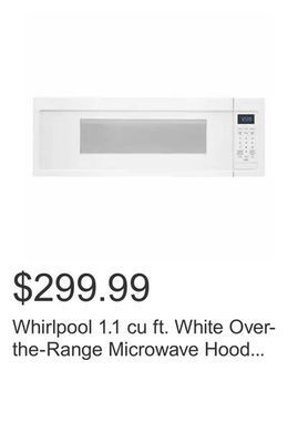 Costco Whirlpool 1.1 cu ft. white over-the-range microwave hood combination - 360 cfm offer
