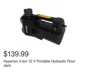 Costco Hyperion 3-ton 12 v portable hydraulic floor jack offer