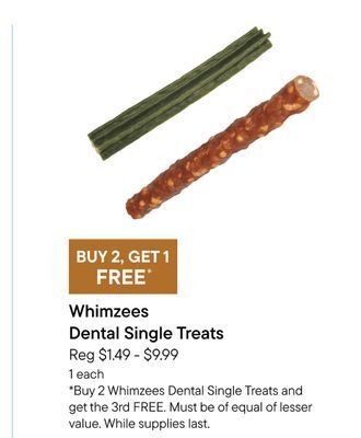 Petvalu Whimzees dental single treats offer
