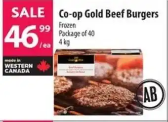 Co-op Co-op Gold Beef Burgers Frozen Package of 40 4 kg offer